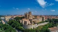 Aerial top view of Beziers town architecture and cathedral from above, France Royalty Free Stock Photo