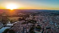 Aerial top view of Beziers town, river and bridges from above, France Royalty Free Stock Photo