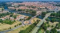 Aerial top view of Beziers town, river and bridges from above, South France Royalty Free Stock Photo