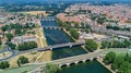 Aerial top view of Beziers town, river and bridges from above, South France Royalty Free Stock Photo