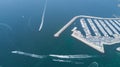 Aerial top view of boats and yachts in modern marina from above, Mediterranean sea, France Royalty Free Stock Photo