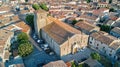 Aerial top view of Bram medieval village architecture and roofs from above, France Royalty Free Stock Photo