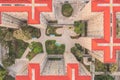 Aerial top view of the building exterior of public housing in Hong Kong Royalty Free Stock Photo