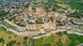 Aerial top view of Carcassonne medieval city and fortress castle from above, France Royalty Free Stock Photo