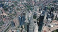 AERIAL. Top view of Center modern city. Kuala Lumpur skyline video.
