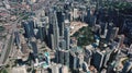 AERIAL. Top view of Center modern city. Kuala Lumpur skyline video.