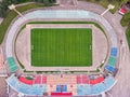 Aerial top view of city football soccer stadium