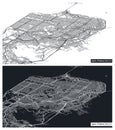 Aerial top view city map San Francisco, black and white detailed plan, urban grid in perspective, vector illustration