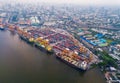 Aerial top view of container cargo ship in the export and import Royalty Free Stock Photo