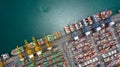 Aerial top view container ship global business logistic transportation import export container box, Container cargo ship boat Royalty Free Stock Photo