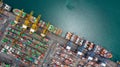 Aerial top view container ship global business logistic transportation import export container box, Container cargo ship boat Royalty Free Stock Photo