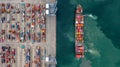 Aerial top view container ship global business logistic transportation import export container box, Container cargo ship boat Royalty Free Stock Photo