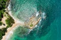 Aerial top view Drone camera top down of seashore rocks in Phuket ocean Sea waves on beautiful seascape aerial view drone sea Royalty Free Stock Photo