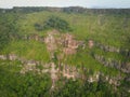 Aerial top view forest tree, Cliff large on the mountain in Asian rainforest ecosystem and healthy environment concept and