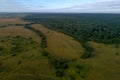 Aerial top view forest tree, Rainforest ecosystem and healthy environment concept and background, Texture of green tree