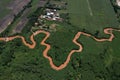 Aerial top view forest tree, Rainforest ecosystem and healthy environment concept and river flowing Royalty Free Stock Photo