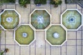 The fountain in the city. Drone photography