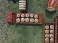 Aerial top view of Gamelan, traditional javanese and balinese music instuments Royalty Free Stock Photo