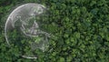 Aerial top view green forest with globe earth, Green planet in your hands, Save Earth, Texture of forest view from above ecosystem Royalty Free Stock Photo