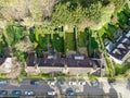 Aerial top view of Hampstead Garden Suburb, an elevated suburb of London. Royalty Free Stock Photo