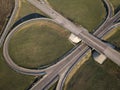 Aerial Top View of highway intersection junction summer morning with car Royalty Free Stock Photo