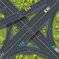 Aerial top view highway junction, cross roads, interchange and expressway is an important infrastructure, vector