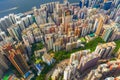 Aerial top view of Hong Kong Downtown, republic of china. Financial district and business centers in smart urban city in Asia. Royalty Free Stock Photo