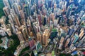 Aerial top view of Hong Kong Downtown, republic of china. Financial district and business centers in smart urban city in Asia. Royalty Free Stock Photo