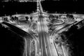 Aerial top view interchange of a city at night, Expressway is an important infrastructure in city, Road interchange in the city at Royalty Free Stock Photo