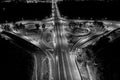 Aerial top view interchange of a city at night, Expressway is an important infrastructure in city, Road interchange in the city at Royalty Free Stock Photo