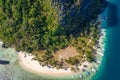 Aerial top view Ipil Beach on Pinagbuyutan Island, Near El Nido, Palawan, Philippines. Royalty Free Stock Photo