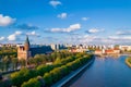 Aerial top view Kaliningrad Russia, Fishing Village, cathedral on island of Kant Royalty Free Stock Photo