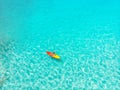 Aerial top view Kayak boat turquoise blue water sea. Concept travel Royalty Free Stock Photo