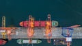 Aerial top view large general cargo ship bulk carrier, Bulk carrier dock, Global business import export logistic and Royalty Free Stock Photo