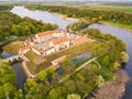 Aerial top view of Medieval castle in Nesvizh. Belarus Royalty Free Stock Photo