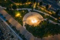 Aerial top view of Molos Park at night. Famous Limassol, Cyprus walking alley in evening, drone photo Royalty Free Stock Photo