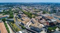 Aerial top view of Montpellier city skyline from above, Southern France