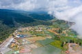 Aerial top view of Mountain and Mist in Phu Thap Boek at the morning. Phetchabun Thailand Royalty Free Stock Photo