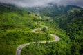 Aerial top view of Mountain and Road to Phu Thap Boek in the morning. Phetchabun Thailand