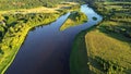 Aerial top view of Neris river in Lithuania Royalty Free Stock Photo