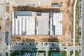 Aerial top view of new parking garage under construction Royalty Free Stock Photo