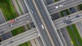 Aerial top view of numerous cars in a traffic jam, traffic jam j