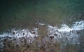 Aerial top view of ocean waves and Rock coast