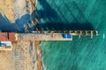 Aerial top view of old concrete pier, black sea coast, view from above Royalty Free Stock Photo