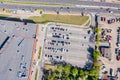 Aerial top view of parking lot near supermarket Royalty Free Stock Photo
