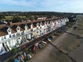 Aerial top view  at pretty terrace Houses in Whitstable, Kent, Uk, England, UK. Evening sunset light on the properties Wave Crest Royalty Free Stock Photo