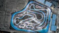 Aerial top view race kart track, Track for auto racing top view, Car race asphalt and curve street circuit, Aerial view asphalt Royalty Free Stock Photo