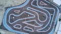 Aerial top view race kart track, Track for auto racing top view, Car race asphalt and curve street circuit, Aerial view asphalt Royalty Free Stock Photo