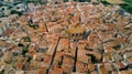 Aerial top view of residential area houses roofs and streets from above, old medieval town, France Royalty Free Stock Photo