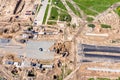 Aerial top view of road construction site. machines working at site Royalty Free Stock Photo